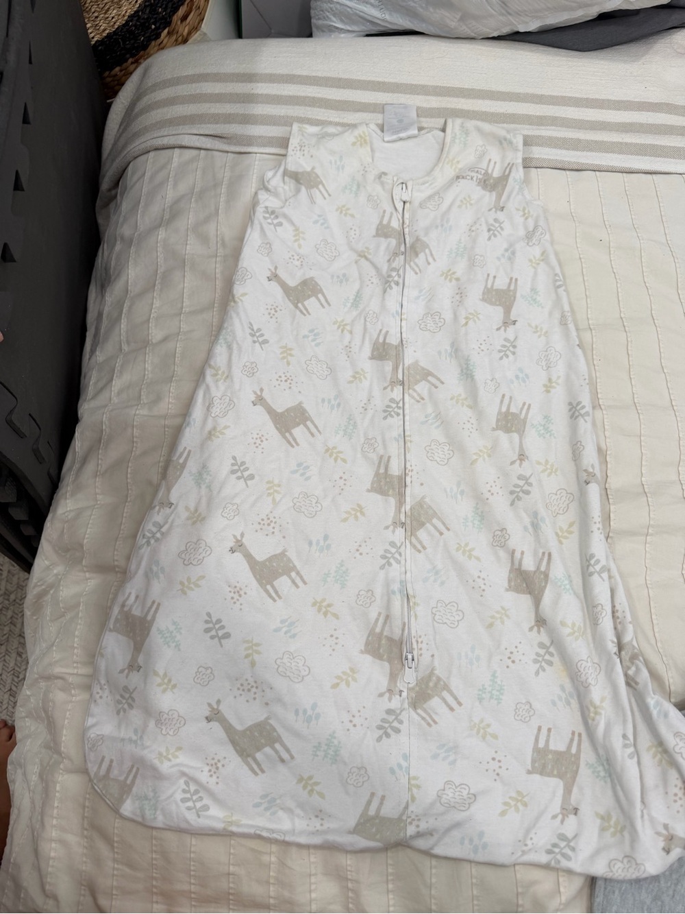 Halo White Sleep Sack with Beige Deer and Mint Accents